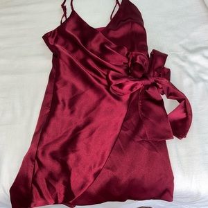 selfie leslie red wrap dress